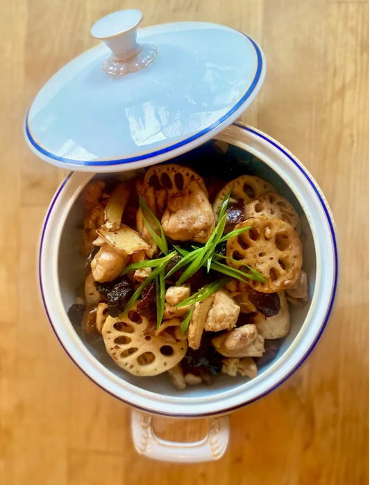 Healthy Oyster Sauce (Plant Based) and Braised Chicken with Chestnuts and Lotus Root