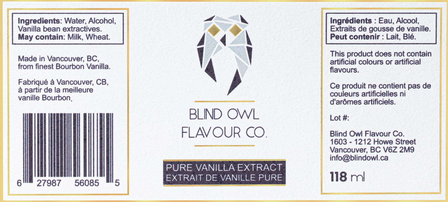 Blind Owl Flavour Co. Pure Vanilla Extract